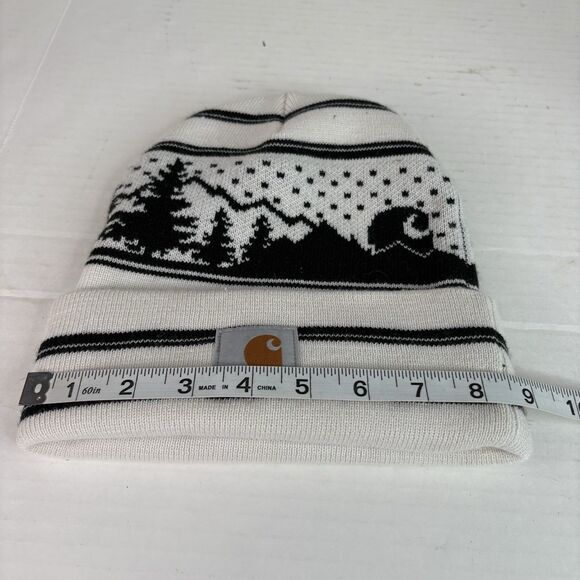 Carhartt Cuffed Winter Hat Beanie, Landscape Design, Logo, White And Black, OSFA - Picture 7 of 8